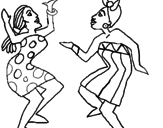 Disegno Donne che danzano  pitturato su susy