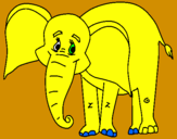 Disegno Elefante felice  pitturato su Simone za
