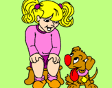 Disegno Bambina con il suo cagnolino  pitturato su sarah 7