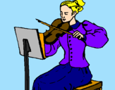 Disegno Dama violinista  pitturato su said