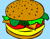 Disegno Hamburger completo  pitturato su melania