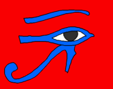 Disegno Occhio di Horus  pitturato su  filo             