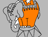 Disegno Elefante in scena  pitturato su ele