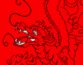 Disegno Drago giapponese  pitturato su greta