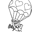 Disegno Cupido in paracadute  pitturato su Olga