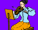 Disegno Dama violinista  pitturato su Giacomo