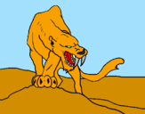 Disegno Tigre con affilati canini  pitturato su matteo