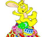 Disegno Coniglio di Pasqua pitturato su francesca