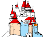 Disegno Castello medievale  pitturato su paola