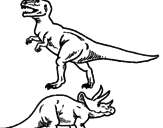 Disegno Triceratops e Tyrannosaurus Rex pitturato su giovanni 005