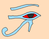 Disegno Occhio di Horus  pitturato su riccardo