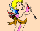 Disegno Cupido  pitturato su giulia