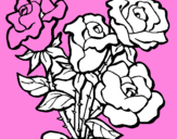 Disegno Mazzo di rose  pitturato su anna