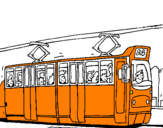 Disegno Tram con passeggeri  pitturato su manuel