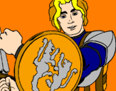 Disegno Cavaliere dallo scudo con leoni  pitturato su letizia7