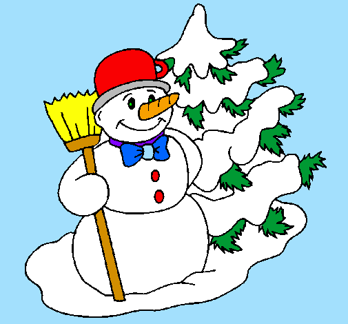 Pupazzo di neve e albero di Natale