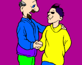 Disegno Padre e figlio si stringono la mano pitturato su wikpedia
