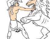 Disegno Gladiatore contro un leone pitturato su giuseppe cardellino