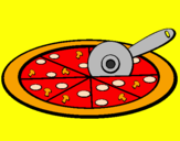 Disegno Pizza pitturato su FEDI