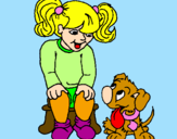 Disegno Bambina con il suo cagnolino  pitturato su marta greppi