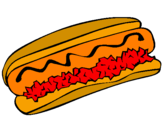 Disegno Hot dog pitturato su saretta
