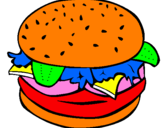 Disegno Hamburger completo  pitturato su matteo 4