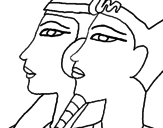 Disegno Ramses e Nefertiti pitturato su 2