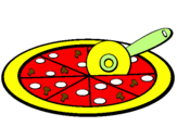 Disegno Pizza pitturato su cri