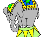 Disegno Elefante in scena  pitturato su giusy mondo di patty
