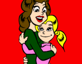 Disegno Madre e figlia abbracciate pitturato su Federica  posa99