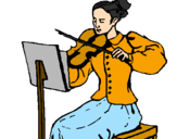 Disegno Dama violinista  pitturato su vlada
