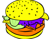 Disegno Hamburger completo  pitturato su jone