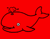 Disegno Balena che spruzza  pitturato su gioria