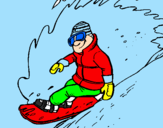 Disegno Discesa in snowboard  pitturato su simone