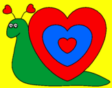 Disegno Lumachina cuore  pitturato su simone