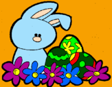Disegno Coniglietto di Pasqua  pitturato su alessandro