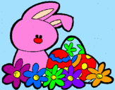 Disegno Coniglietto di Pasqua  pitturato su federica