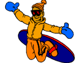 Disegno Salto con lo snowboard pitturato su chiara