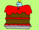 Disegno Torta di compleanno  pitturato su niccolò