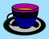 Disegno Tazzina di caffè  pitturato su cleofe