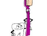 Disegno Molare e spazzolino da denti pitturato su Rosalba