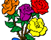 Disegno Mazzo di rose  pitturato su monia