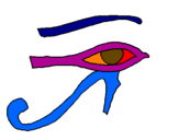 Disegno Occhio di Horus  pitturato su sara