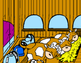 Disegno Mucche nella stalla  pitturato su Agnese