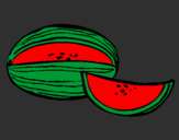 Disegno Melone  pitturato su Massimino