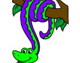 Disegno Serpente avvinghiata ad un albero  pitturato su redon  
