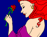 Disegno Principessa con una rosa pitturato su skitty