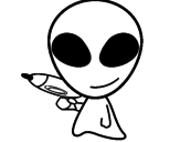 Disegno Alieno II pitturato su gggiupiiupiiup