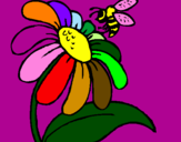 Disegno Margherita con ape  pitturato su chiara
