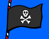 Disegno Bandiera dei pirati pitturato su marty
